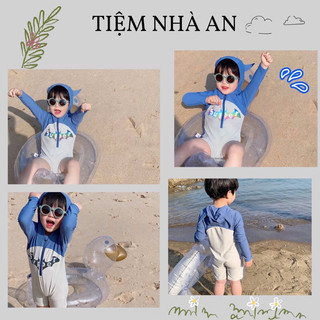 Bộ đồ bơi hình super xanh cho bé trai , bộ đồ bơi liền thân chất co giãn cho bé