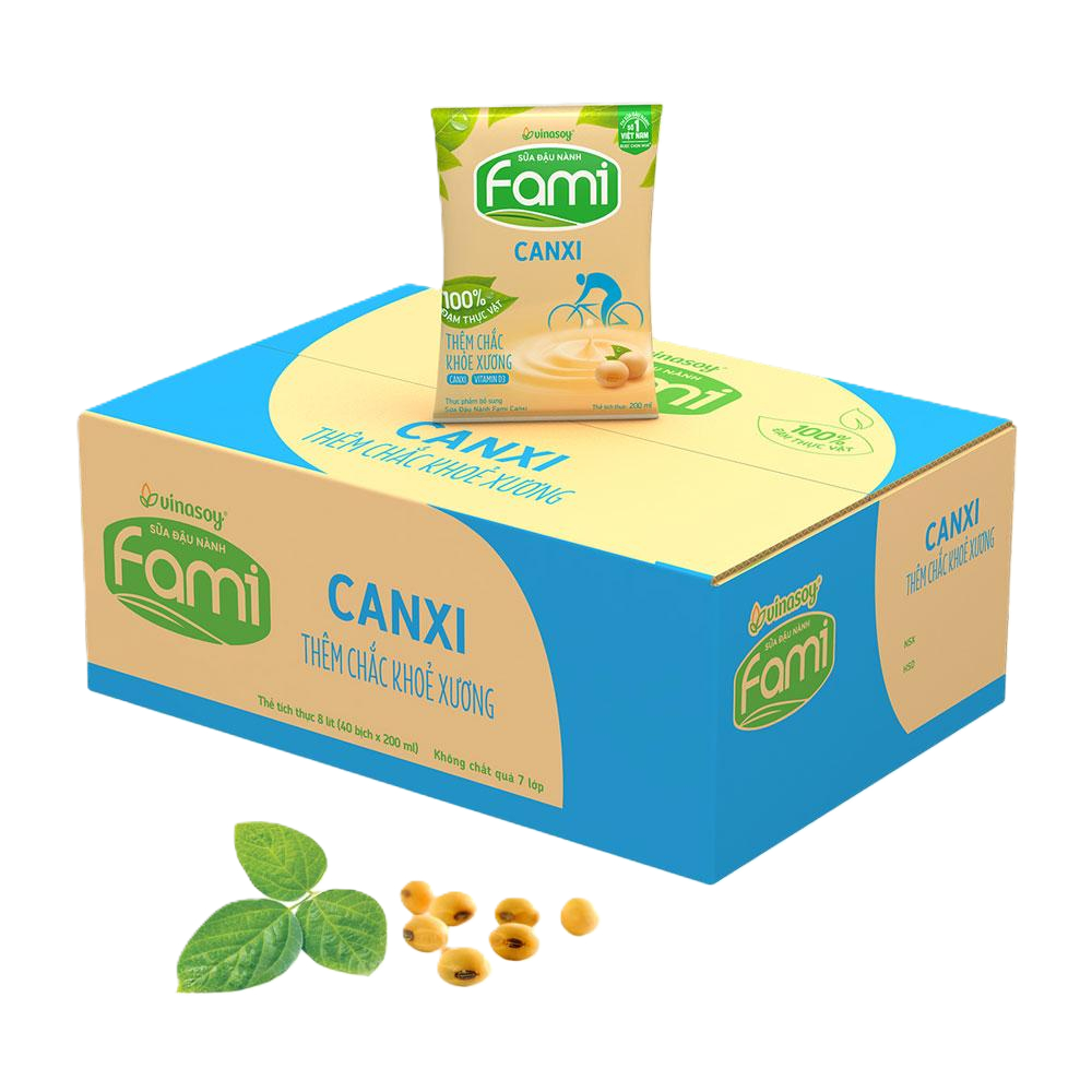 [Chỉ giao hỏa tốc] Thùng sữa đậu nành Fami Canxi bịch 40bịch x 200ml
