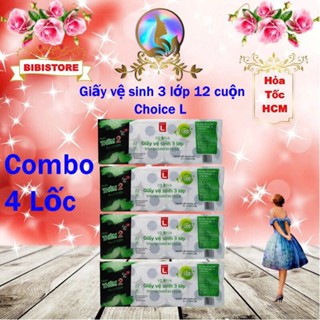 [Combo 4 Lốc] Lốc 12 Cuộn Cực Đã  - Giấy Vệ Sinh 3 Lớp Choice L (Bibistore)