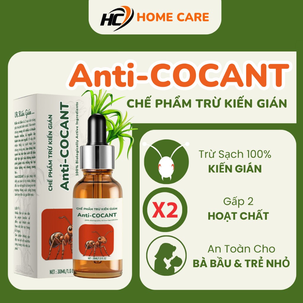 [Cao Cấp] Chế Phẩm Trừ Kiến Gián Anti-COCANT Chai 30mL Gấp Đôi Hoạt Chất Sinh Học - An Toàn - Hiệu Quả Cao