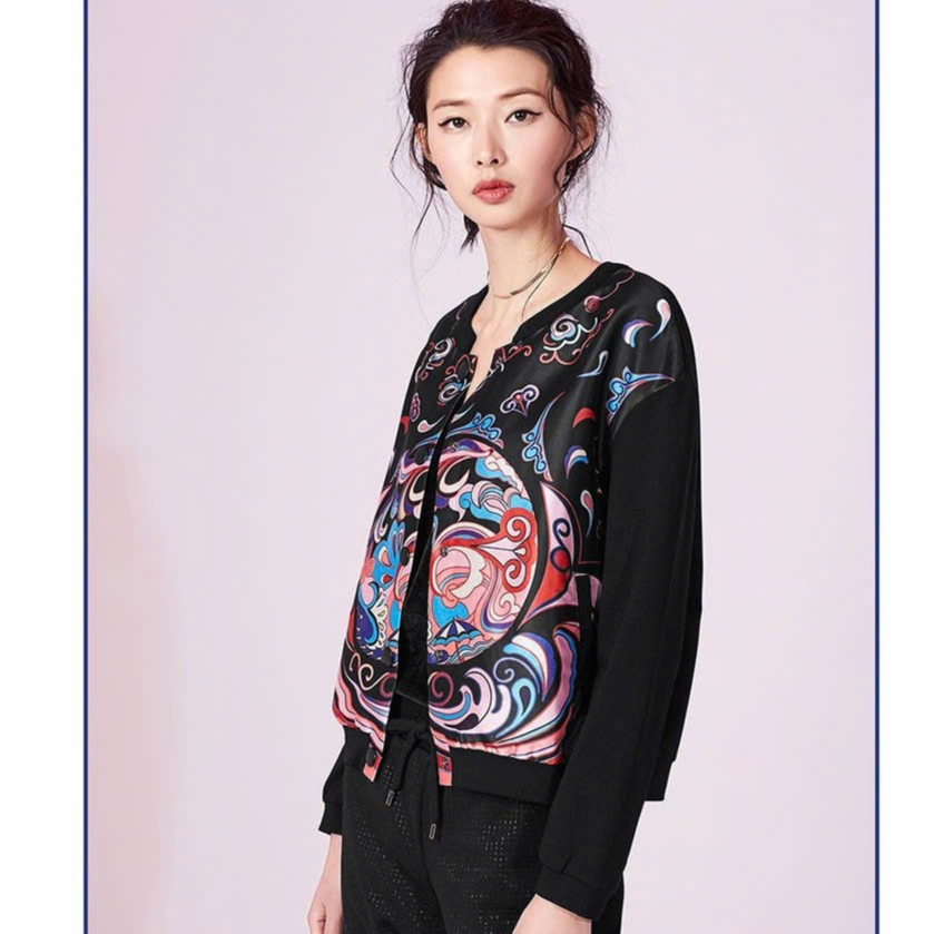 Áo khoác bomber họa tiết ,áo bomber nữ họa tiết