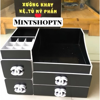 Kệ mỹ phẩm 3 tầng 4 hộc đen