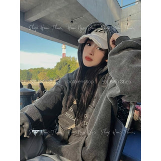 [Nỉ_Nhung] Áo Hoodie loang mốc thêu đáp form to, thiết kế đơn giản basic tỉ mĩ, giặc whas bụi bặm siu chất phối dây xịn