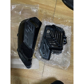 Trọn bộ 2 món Ốp bầu gió (pô e )+Ốp quạt gió (xe SH 2020->2024) nhựa ABS các bon cao cấp đen bóng