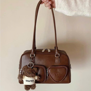  Túi nữ Túi Chio 2nd tim đeo vai size 28 màu nâu Vintage tặng Gấu áo chất da siêu đẹp 