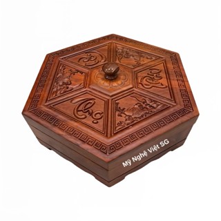 Khay đựng mứt tết Phúc Lộc Thọ bằng gỗ Hương -- size lớn - hộp đựng bánh kẹo ngày tết