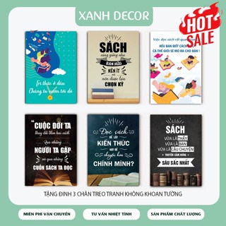  Tranh vải canvas treo tường tạo động lực tranh khẩu hiệu slogan đọc sách treo phòng học văn phòng 