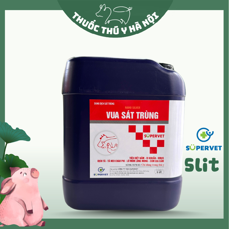 (5L) Vua Sát Trùng Nano Bạc SUPERVET – Nano Bạc Tinh Khiết, Sát Trùng Chuồng Trại, Diệt Khuẩn Nhanh,