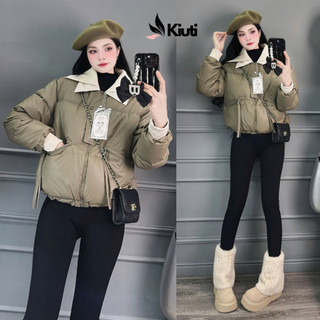Áo Phao Da Nữ Phối Cổ Bẻ Hàng Quảng Châu mẫu mới KIUTI áo khoác nữ đẹp mùa đông ấm trần bông dày dặn