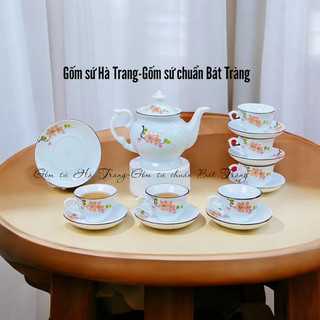 Ấm chén Bát Tràng vẽ mai vàng