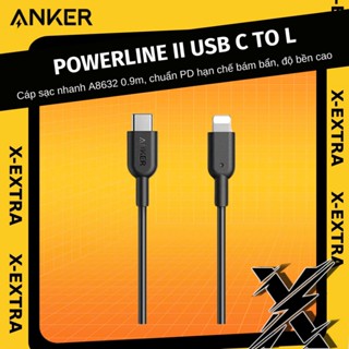 Dây cáp sạc nhanh Anker Powerline II USB C to L A8632 0.9m A8633 1m8 chuẩn PD hạn chế bám bẩn, dễ lau chùi, độ bền cao
