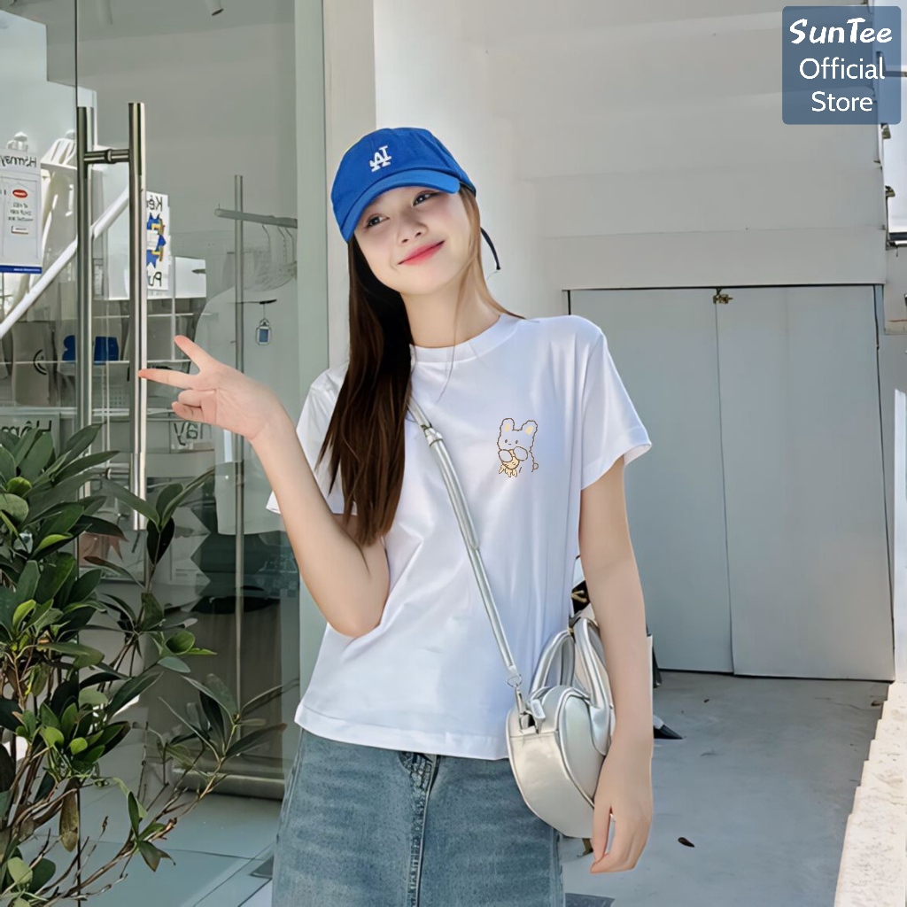 Áo thun nữ form vừa SUNTEE STFV103 phong cách basic in hình 03 vải cotton 250GSM cao cấp thoáng mát | BigBuy360 - bigbuy360.vn