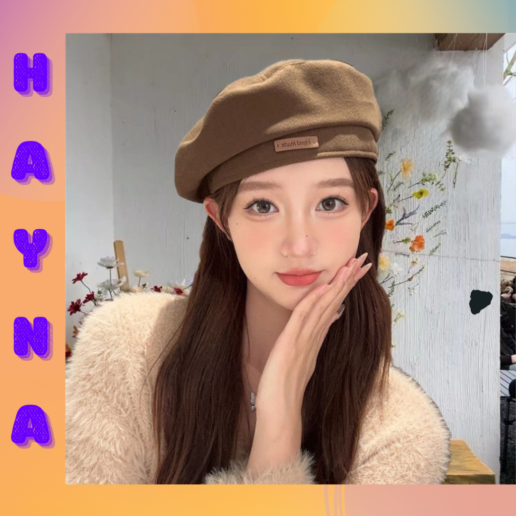 Mũ beret nữ Nón nồi dạ Hand made phong cách Retro Hàn Quốc, M668