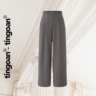 TINGOAN® - Quần dài xám cạp cao đính logo TINGOAN® CHEN CHEN PANTS/GR PHIÊN BẢN T6.2026