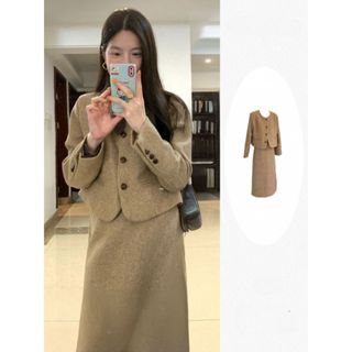 [Sẵn] Set Đồ Nữ Áo Khoác Chân Váy Dạ Tweed Chữ A Kiểu Công Sở Hàn Quốc Mặc Tết Bigsize Mùa Đông Nữ Chali SD700