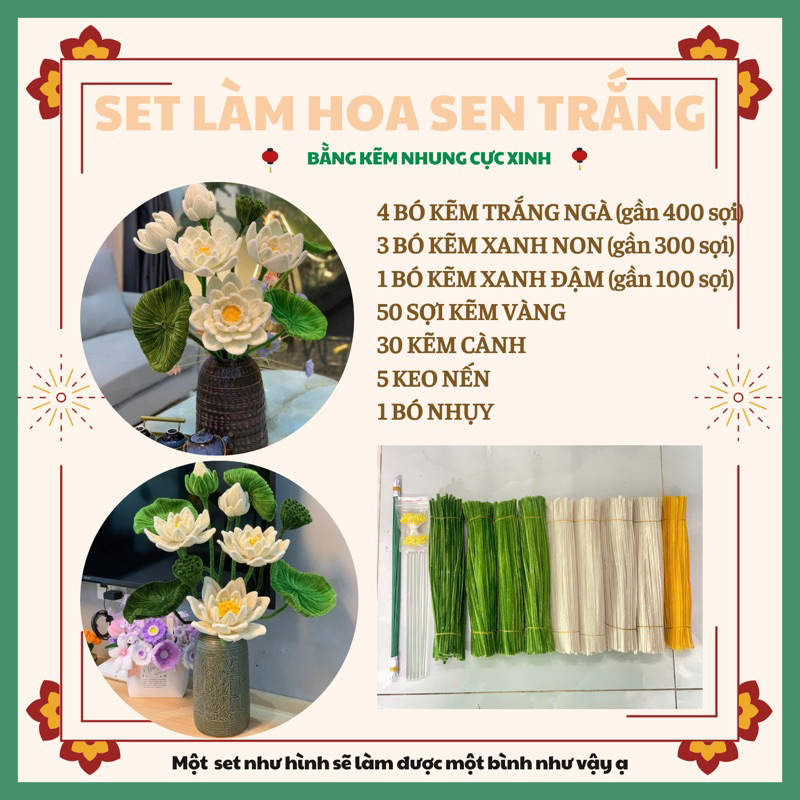 Set làm hoa sen bằng kẽm nhung kẽm nhung loại 1