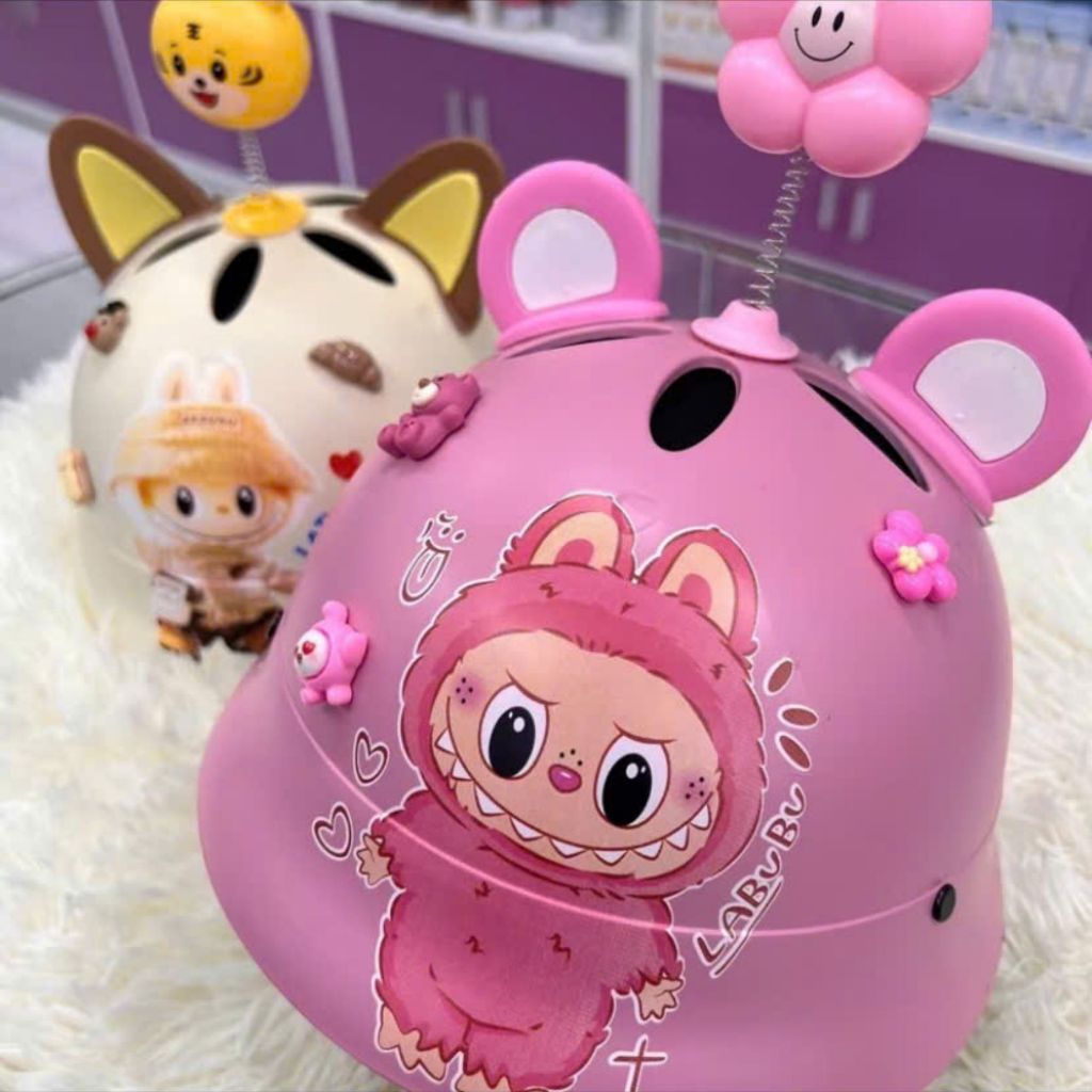 Mũ Bảo Hiểm, Nón Bảo Hiểm Trẻ Em Vành Tròn Siêu Cute Tặng Kèm Charm Và Phụ Kiện Ngẫu Nhiên