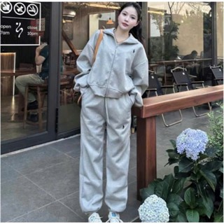  Sét bộ đồ nữ logo ngựa ,bộ nỉ thu đông áo khoác nỉ form rộng kèm quần jogger bo gấu chất nỉ dày dặn ấm áp thể thao 