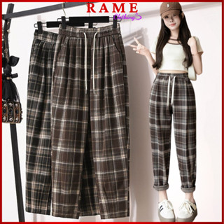 Quần Baggy Nữ Kẻ Sọc Caro Chất Umi Dạ Cao Cấp Co Giãn 4 Chiều RAME CLOTHING