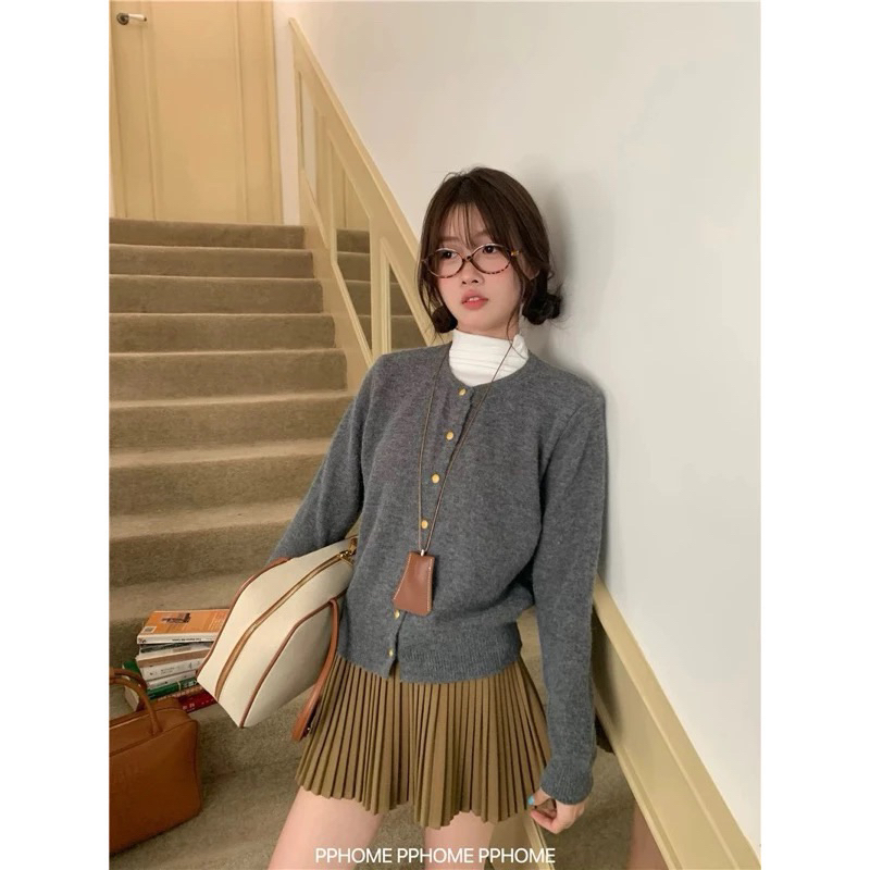 (Sẵn hàng QC L1 GIAO NGAY) Áo cardigan len xù mác EGG cúc đồng basic dày dặn tone màu pastel cho mùa đông - Dành cho nữ | BigBuy360 - bigbuy360.vn
