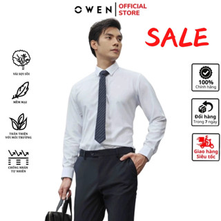 Áo sơ mi trắng trơn nam dài tay OWEN somi công sở vải sợi sồi cao cấp mềm mát chống nhăn dáng suông hoặc ôm không túi