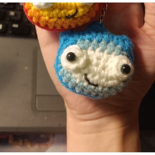 Móc khóa len Calcifer lửa và nước cute