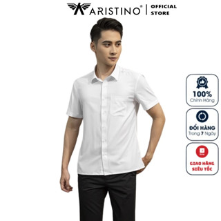Áo Sơ Mi Trắng Nam Ngắn Tay Aristino ASSR16 Somi Công Sở Cao Cấp Vải Micro Polyester Dáng Perfect fit tà bằng có túi