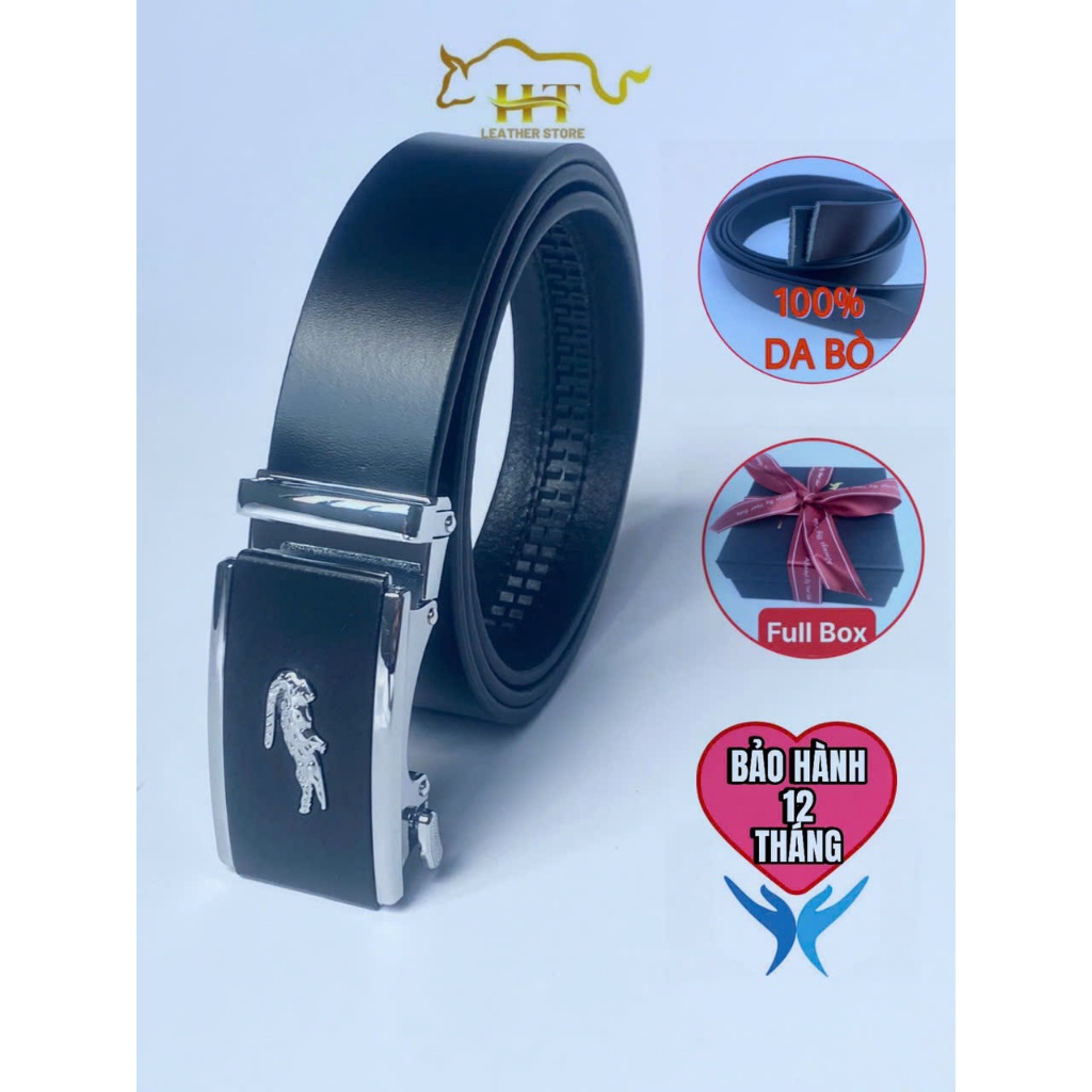 Thắt lưng nam HT LEATHER STORE – HT08 dây nịt nam da bò cao cấp từ nguyên tấm, mặt khóa tự động khôn