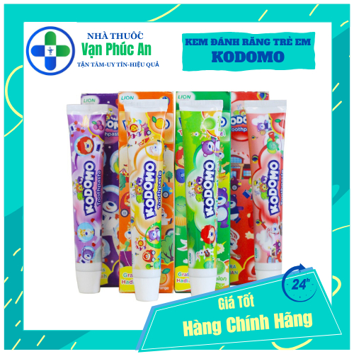 Kem đánh răng trẻ em KODOMO - Kem đánh răng cho bé nuốt được (45g- Đủ hương)