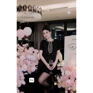 Váy Thiết Kế Cao Cấp , Đầm Dạ Cổ V Phối Đá Sang Chảnh Đi Tiệc Cưới shop Lan Clothing