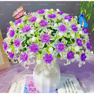 Set vật liệu tự làm bình hoa nhựa pha lê trang trí đơn giản, hoa handmade thủ công S0635