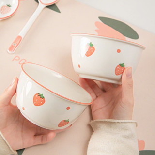 Bát sứ ăn cơm hình quả dâu tây Chén sứ ăn mì họa tiết hoa quả dễ thương Tô sứ cao cấp chịu nhiệt
