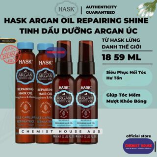 Tinh Chất Dầu Dưỡng Argan Siêu Phục Hồi Tóc Hư Tổn Giúp Tóc Mềm Mượt Khỏe  -  Hask Argan Oil Repairing Shine Oil 18ml