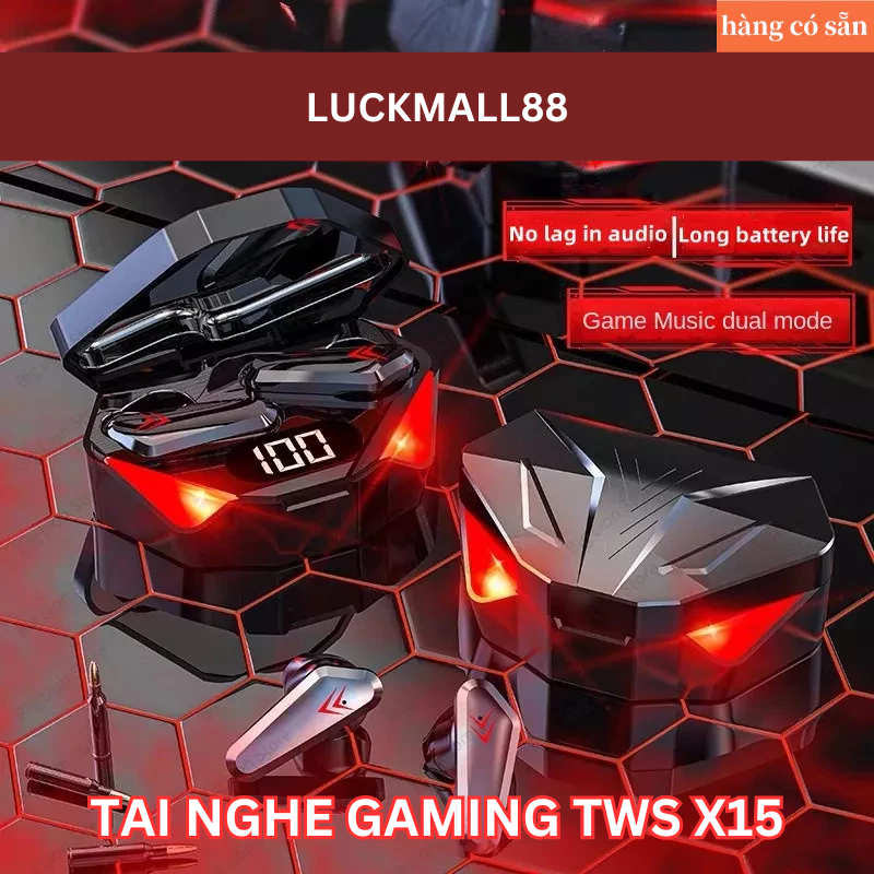 LUCKMALL88 - Tai Nghe Chơi Game Bluetooth Không Dây TWS X15 Có Micro Âm Thanh Bass HiFi Thích Hợp | BigBuy360 - bigbuy360.vn