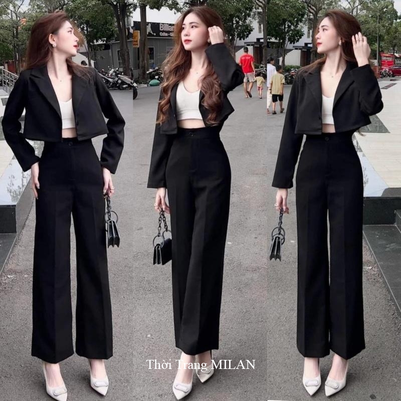 (HOT Đen + Xanh Đen)Quần ống suông nữ lưng cao M604 1m50 m55 m60 m65 có đai vải mềm dáng quần tây nữ ống rộng đi học | BigBuy360 - bigbuy360.vn