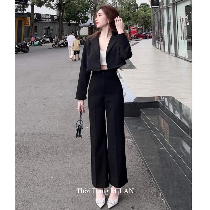 (HOT Đen + Xanh Đen)Quần ống suông nữ lưng cao M604 1m50 m55 m60 m65 có đai vải mềm dáng quần tây nữ ống rộng đi học | BigBuy360 - bigbuy360.vn