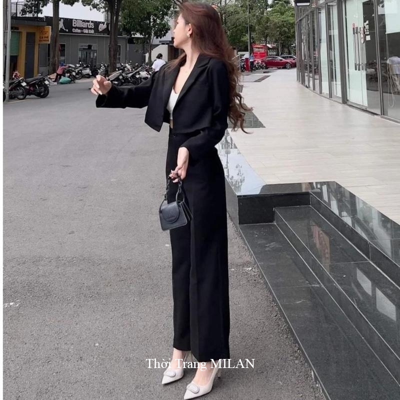 (HOT Đen + Xanh Đen)Quần ống suông nữ lưng cao M604 1m50 m55 m60 m65 có đai vải mềm dáng quần tây nữ ống rộng đi học | BigBuy360 - bigbuy360.vn