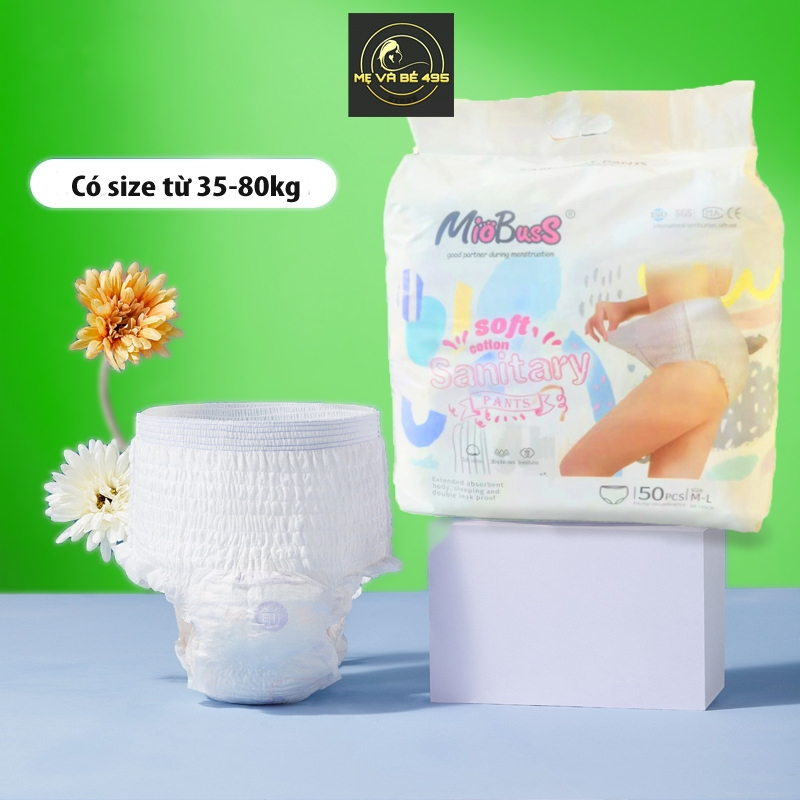 50 chiếc băng vệ sinh quần miobuss size từ 35-80kg cho chị em phụ nữ