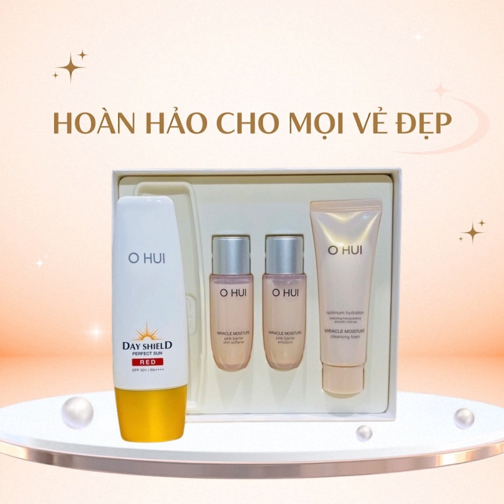 Set kem chống nắng ohui red tặng hoa hồng sữa dưỡng ohui hồng