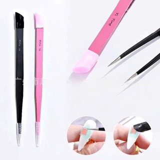 Nhíp gắp đá nail GNDG đầu thẳng nhọn - Nhíp đa năng gắp charm, kẹp dán sticker có đầu silicon cố định