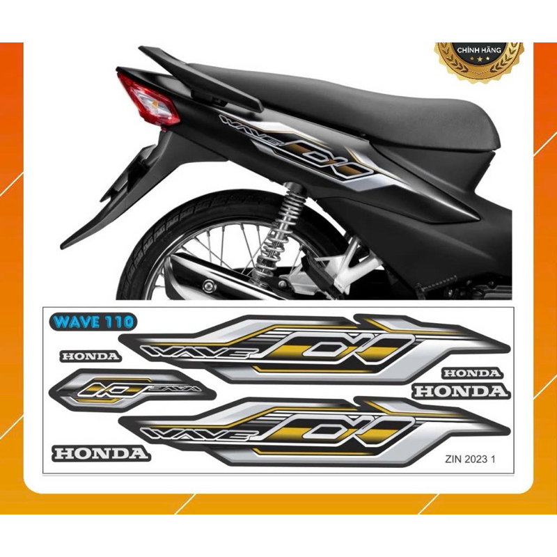 tem mẫu Zin Wave 110 2024 đen nhám- Tem in vi tính cao cấp