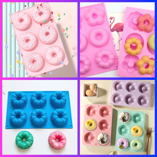 Khuôn Silicone Làm Bánh Donut 6 Lỗ Làm Bánh Vòng Tròn, Bánh Rán Vòng Chống Dính Dễ Làm Sạch