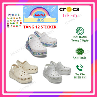 Dép Sục Cross Classic Crush Kids Bánh Mỳ Đế Cao Cros Cho Trẻ Em Bé Gái HannaKids Croc Band Chống Trơn Trượt Êm Chân