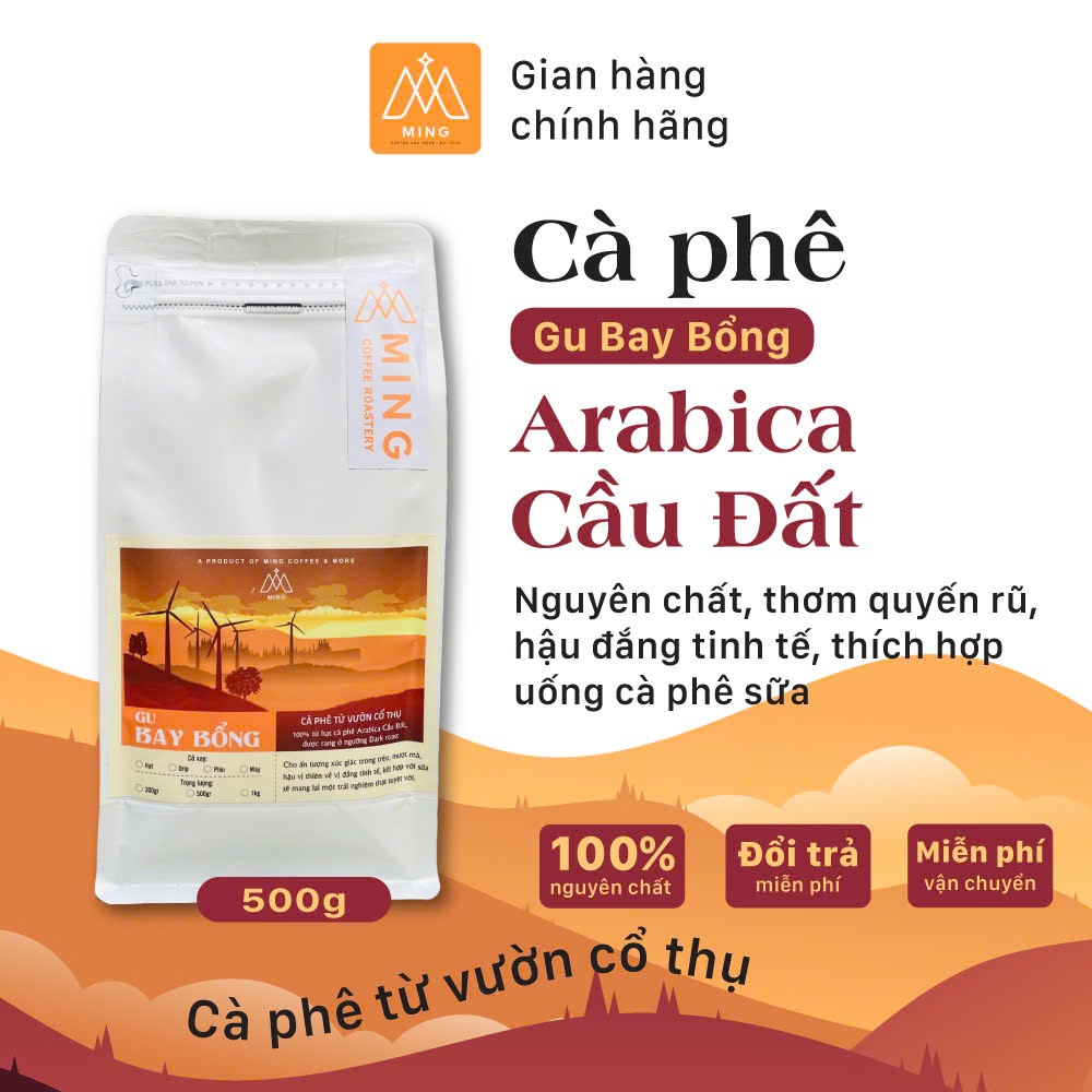 Cà Phê Arabica Gu Bay Bổng, Cà Phê Bột, 100% Hạt Arabica, Cafe Mộc Hạt Rang Xay Nguyên Chất Ming Cof