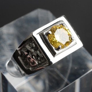 Nhẫn Nam Phong Thủy Chữ Phúc Đính Đá Zircon Titan Ko Đen TT 1381