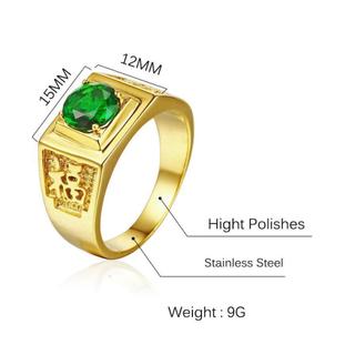 Nhẫn Nam Phong Thủy Chữ Phúc Đính Đá Zircon Titan Ko Đen TT 1381