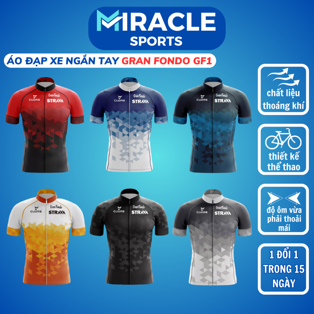  Áo đạp xe nam nữ STRAVA Gran Fondo GF1 MIRACLE SPORTS Áo đua xe đạp thể thao đồng đội cao cấp vải thoáng khí khô nhanh 