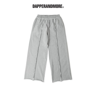 Quần Dài Nỉ Ống Rộng DAPPERANDMORE "WIDE-LEG TRACKSUIT SWEATPANTS" Phối Line Rã May 450GSM - Xám