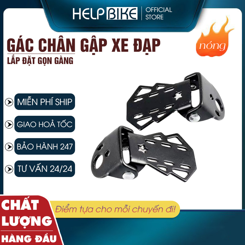 Cặp gác chân xe đạp thể thao kim loại chắc chắn, gấp gọn thoải mái GCN01