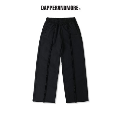 Quần Dài Nỉ Ống Rộng DAPPERANDMORE "WIDE-LEG TRACKSUIT SWEATPANTS" Phối Line Rã May 450GSM - Đen